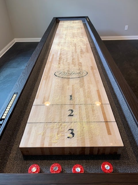 Playcraft Brazos River 16' Pro-Style Shuffleboard Table in Weathered Black 20" Commercial Grade Wide Playfield