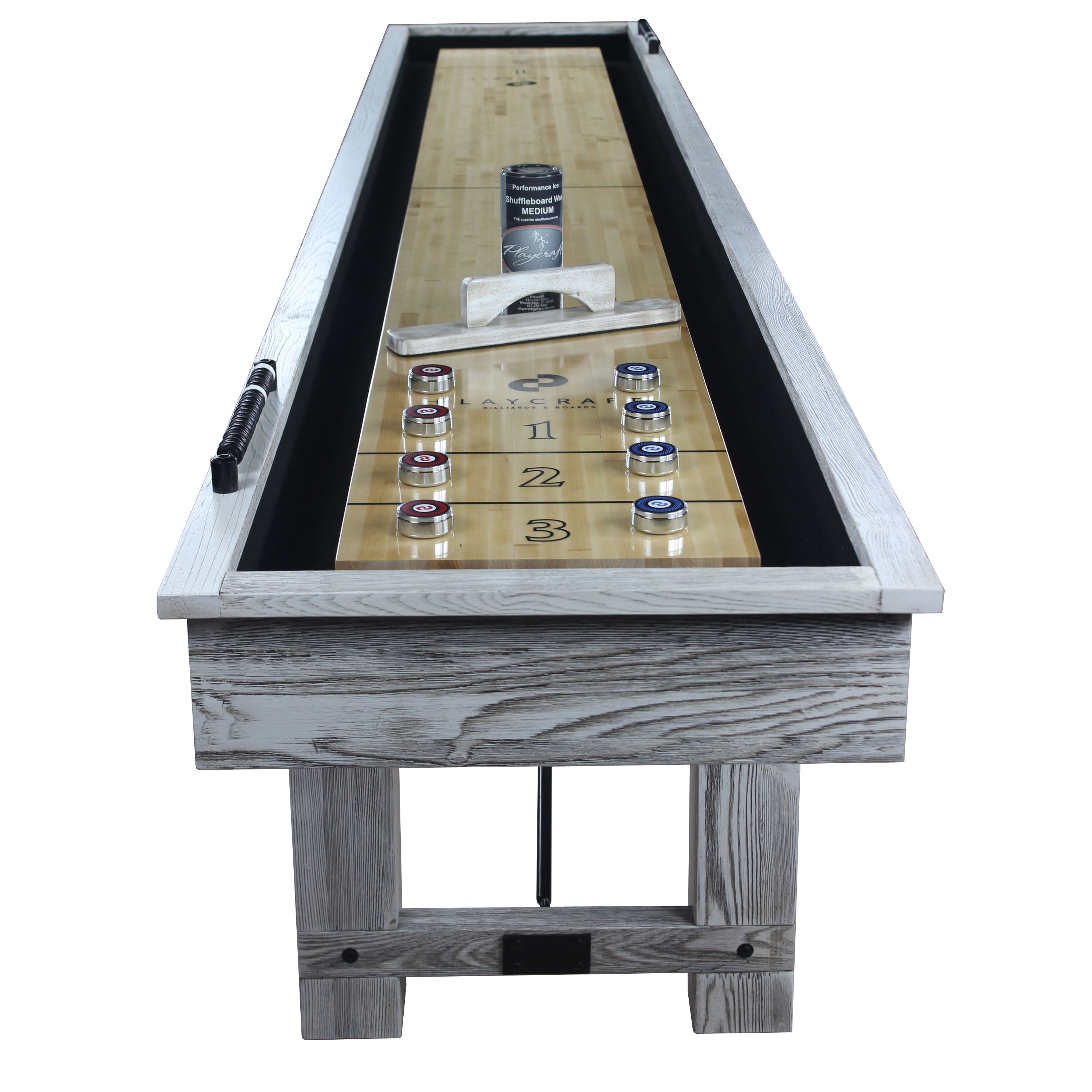 Playcraft 12' Montauk Shuffleboard Table in Weathered Whitewash