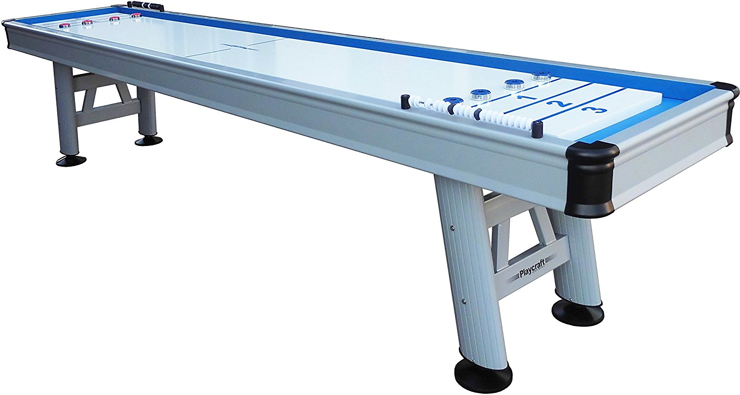 Modern Playcraft Extera 12' Outdoor Shuffleboard Table in Silver