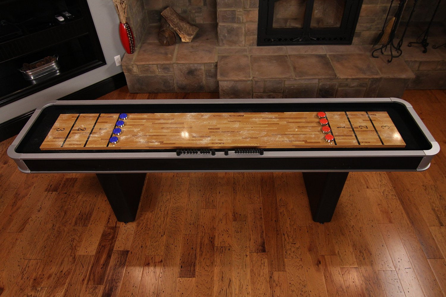 Modern Black Atomic 9' Platinum Shuffleboard Table