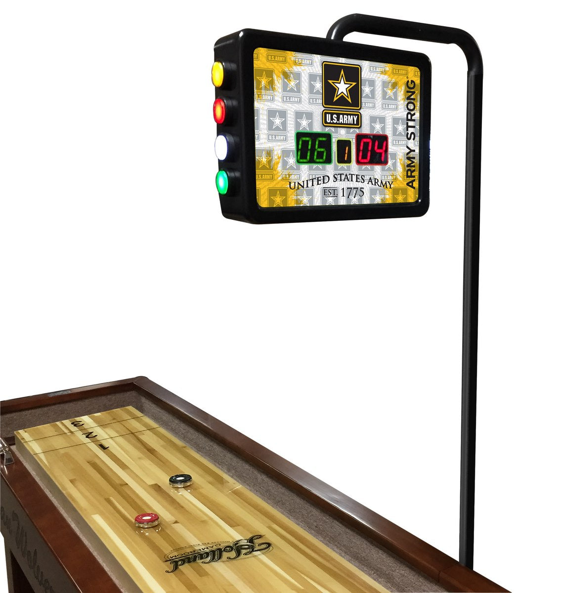 Military Holland Bar Stool U.S. Army 12' Shuffleboard Table w/ Soreboard