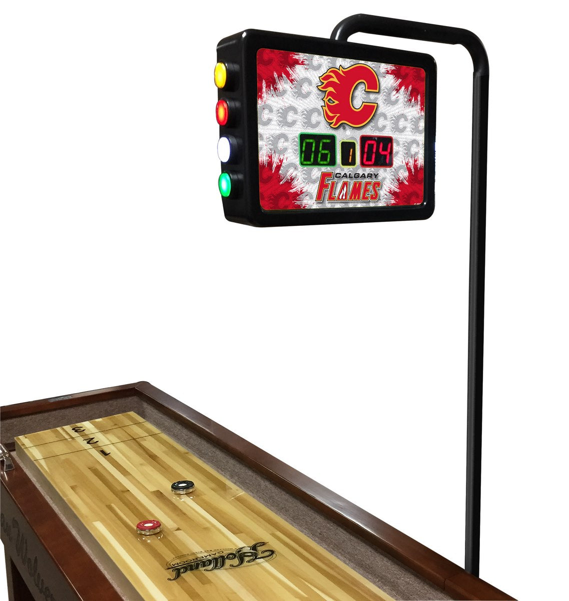 NHL Holland Bar Stool Calgary Flames 12' Shuffleboard Table w/ Scoreboard