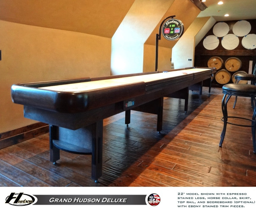 Grand Hudson Deluxe Shuffleboard Table 9'-22' with Custom Stain Options