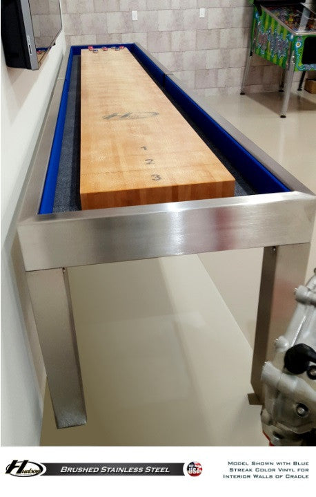 Modern Hudson Brushed Stainless Steel Shuffleboard Table 9'-22' w/Custom Finish Options