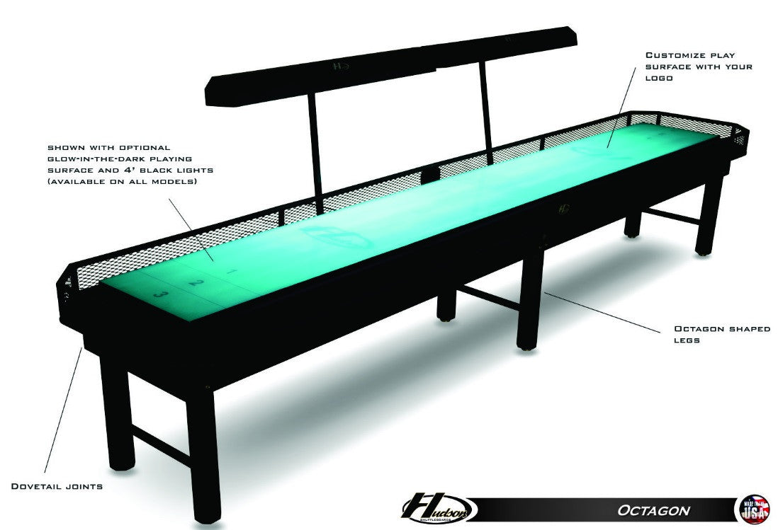 Custom Modern Hudson Octagon Shuffleboard Table 9'-22'