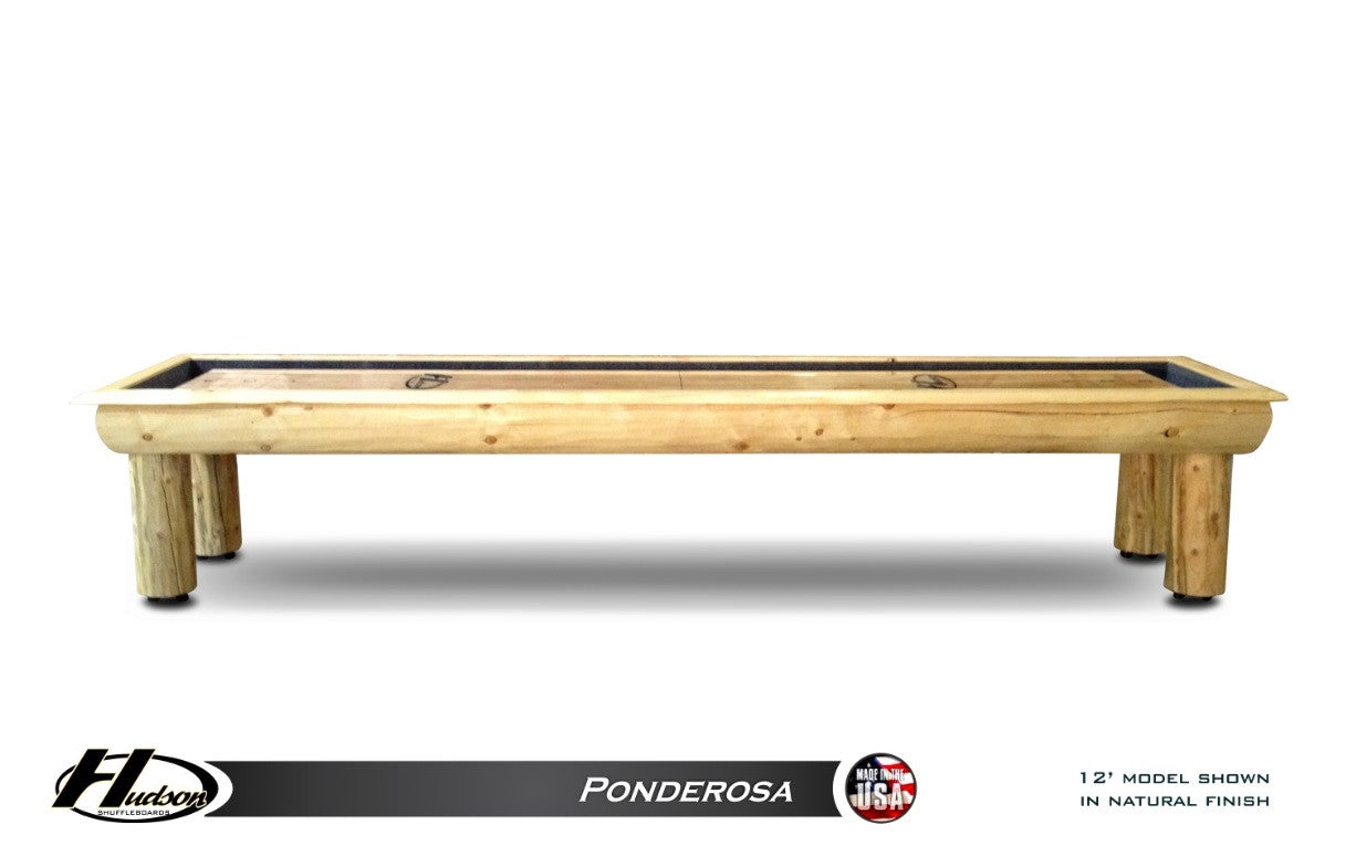 Rustic Hudson Ponderosa Shuffleboard Table 9'-22' with Custom Stain Options