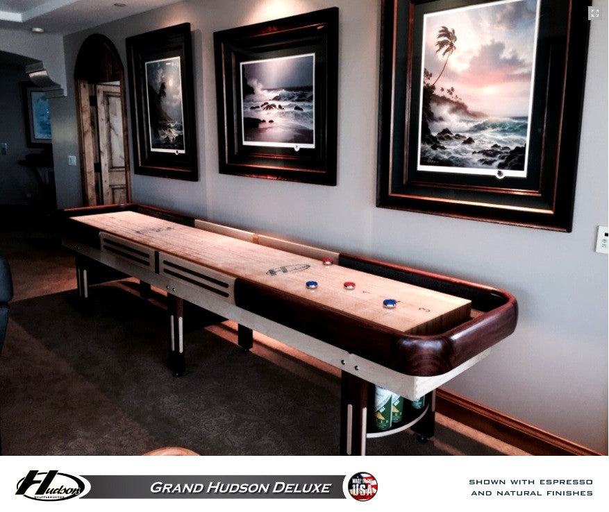 Grand Hudson Deluxe Shuffleboard Table 9'-22' with Custom Stain Options