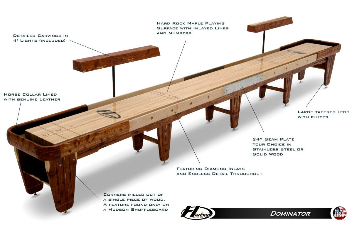 Hudson Dominator Shuffleboard 9'-22' Custom Wood and Stain Options