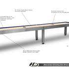 Modern Hudson Brushed Stainless Steel Shuffleboard Table 9'-22' w/Custom Finish Options