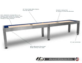 Modern Hudson Brushed Stainless Steel Shuffleboard Table 9'-22' w/Custom Finish Options