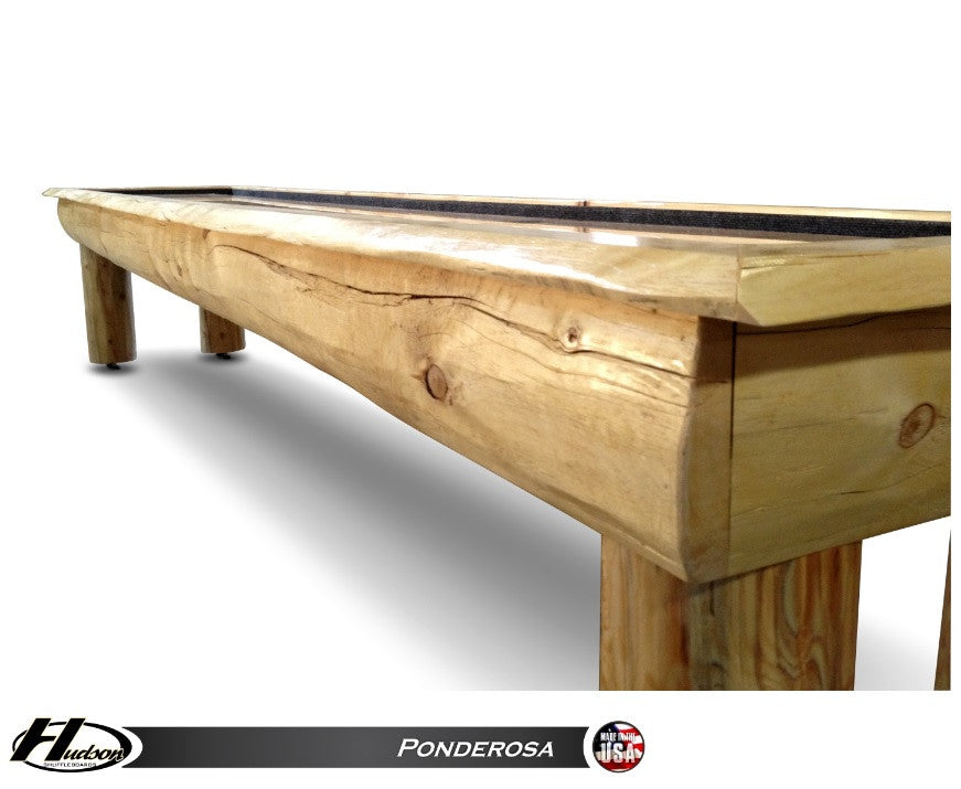 Rustic Hudson Ponderosa Shuffleboard Table 9'-22' with Custom Stain Options