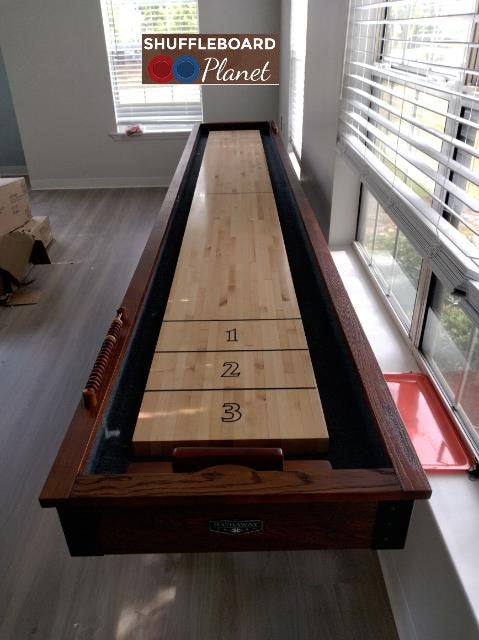 Carmelli Cheyenne 12' Shuffleboard Table in Rustic Oak Finish
