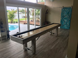 Retro Playcraft 12' Montauk Shuffleboard Table in Weathered Whitewash