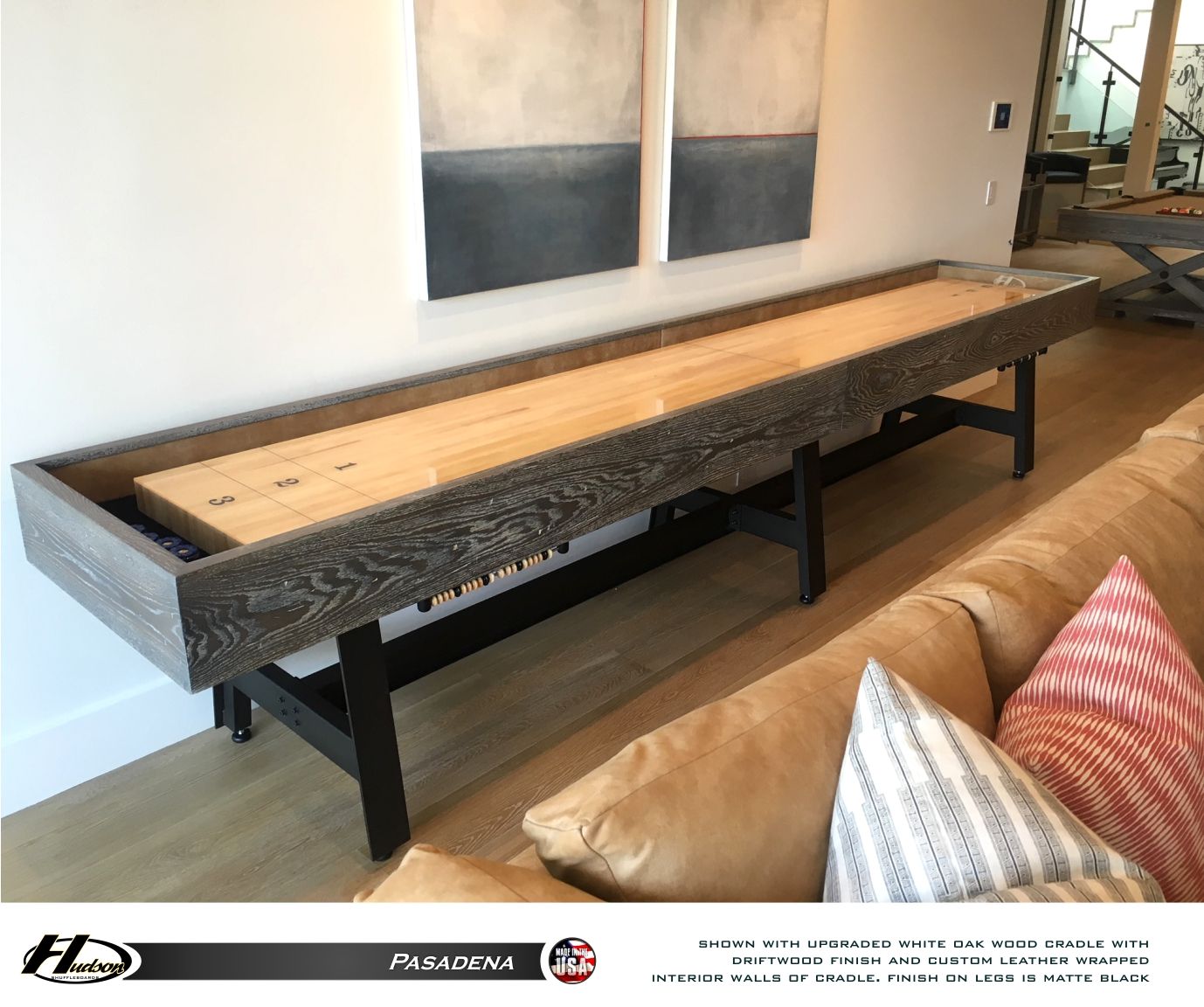 Hudson Pasadena Shuffleboard Table 9'-22 with Custom Finish Options