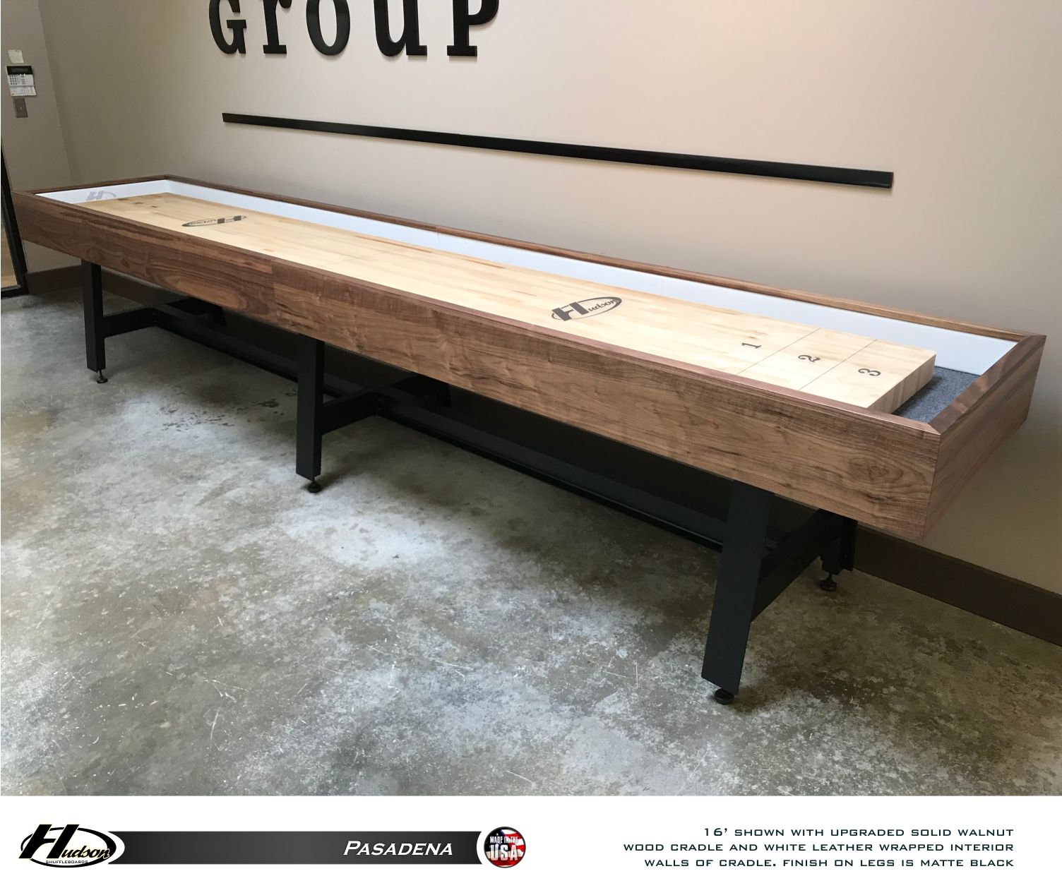 Hudson Pasadena Shuffleboard Table 9'-22 with Custom Finish Options