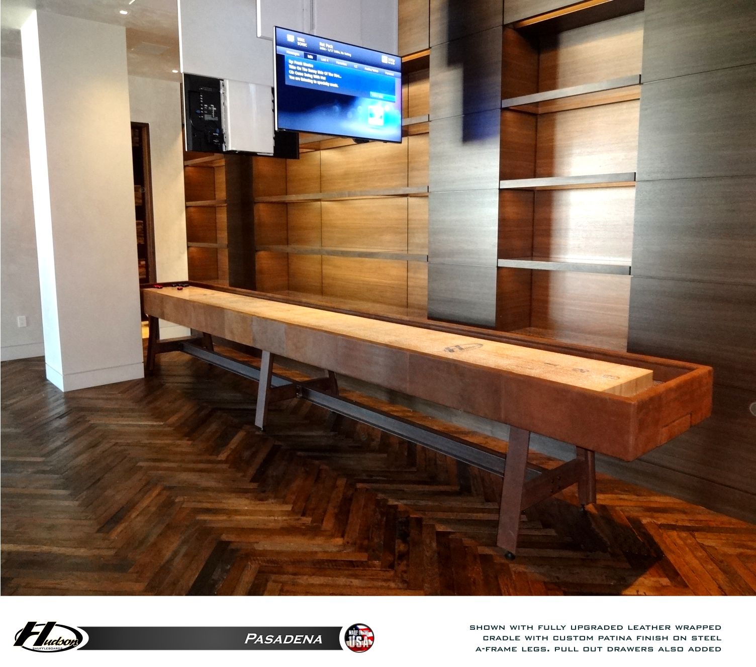 Hudson Pasadena Shuffleboard Table 9'-22 with Custom Finish Options