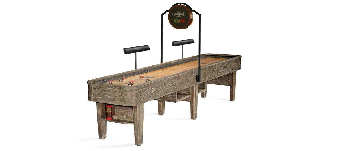 Rustic Retro Brunswick Billiards ANDOVER II 14' Shuffleboard Table in Driftwood
