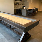 Real Life Image of Playcraft Brazos River 16' Pro-Style Shuffleboard Table in Weathered Black In Real Life Stain