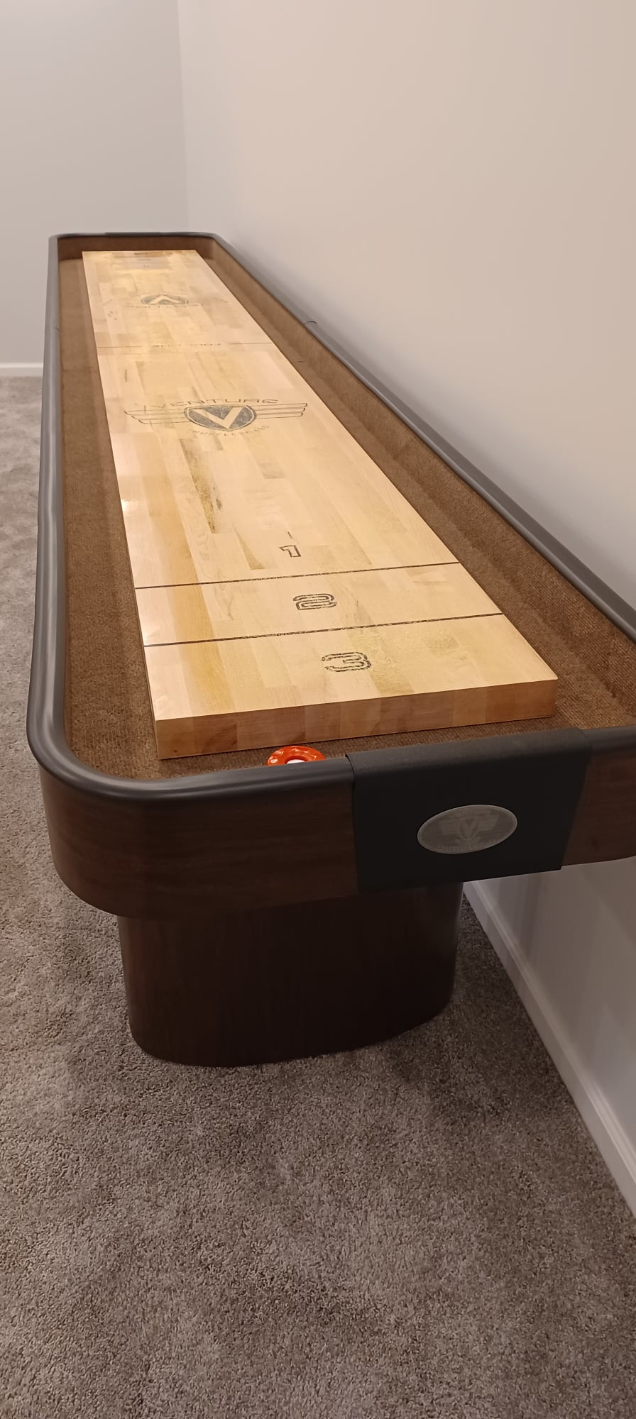 Venture Challenger Sport 12' Shuffleboard Table in Figured Mahogany Stain with Professional White Glove Delivery and Installation 