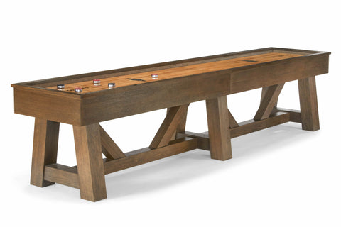 Brunswick Billiards Botanic 12' Shuffleboard Table in Rustic Dark Brown