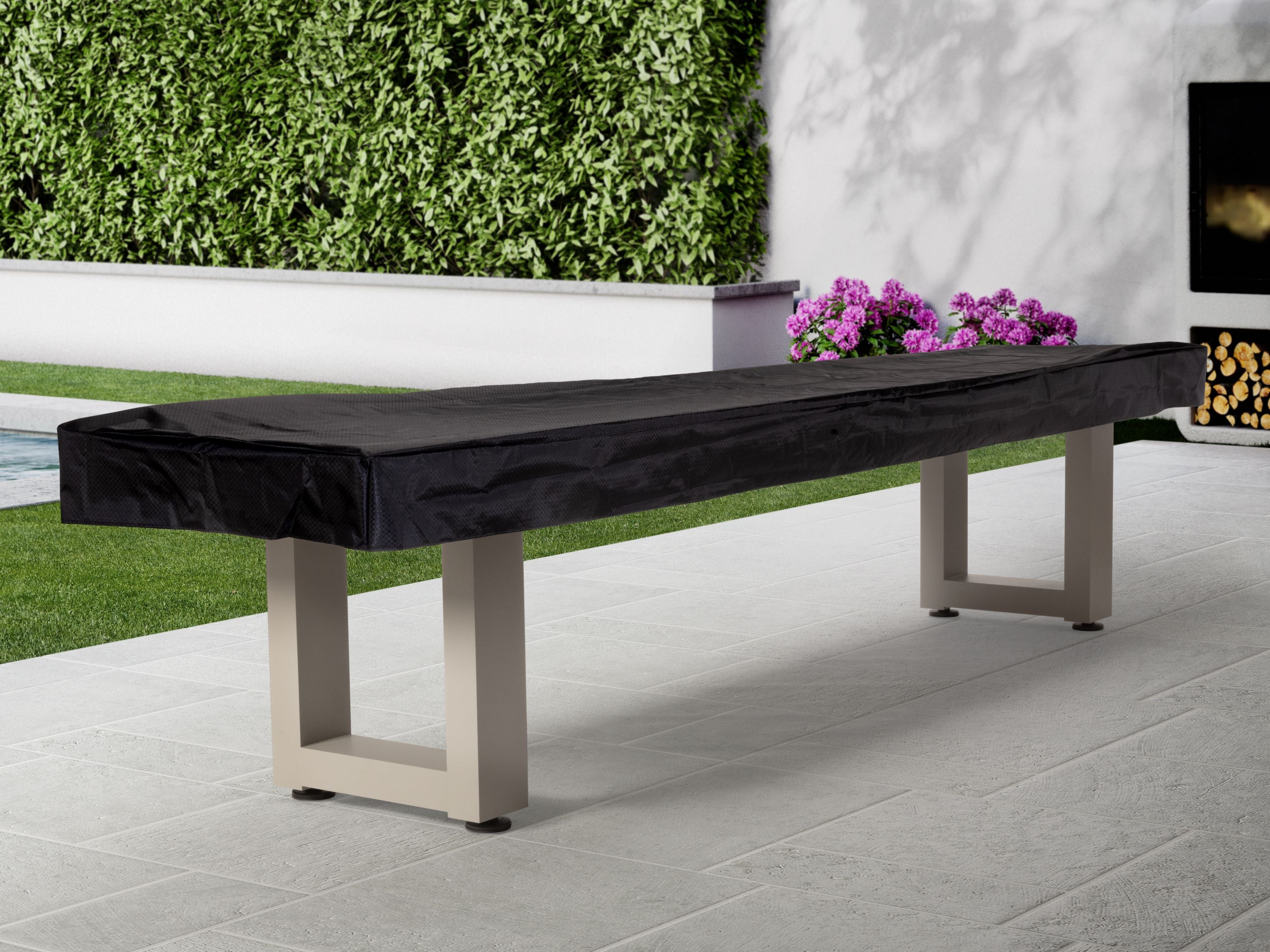 American Heritage Lanai 9' Outdoor Shuffleboard Table by American Heritage Billiards in Oyster Grey.