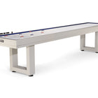 American Heritage Lanai 9' Outdoor Shuffleboard Table in Oyster Grey with aluminum legs.