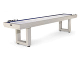 American Heritage Lanai 9' Outdoor Shuffleboard Table in Oyster Grey, ideal for outdoor spaces.