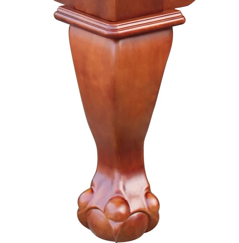 Animal paw-style wooden leg for Playcraft Charles River 14' Chestnut Shuffleboard Table.