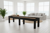 American Heritage Alta 12' Shuffleboard Table in Black Ash features six sturdy legs.