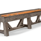 Brunswick Billiards Botanic 12' Shuffleboard Table in Dark Charcoal, includes pucks.