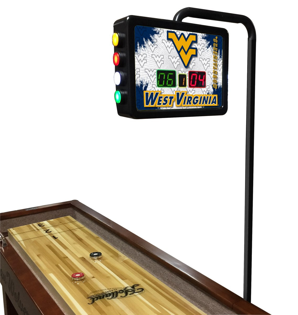 College Holland Bar Stool West Virginia 12' Shuffleboard Table w/ Scoreboard
