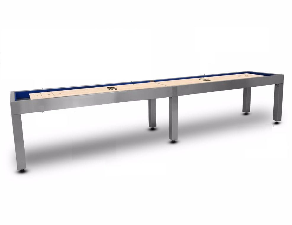 Modern Hudson Brushed Stainless Steel Shuffleboard Table 9'-22' w/Custom Finish Options